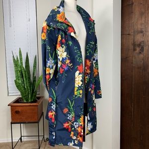 Etage Navy Floral Rain Coat Jacket Sz 6 